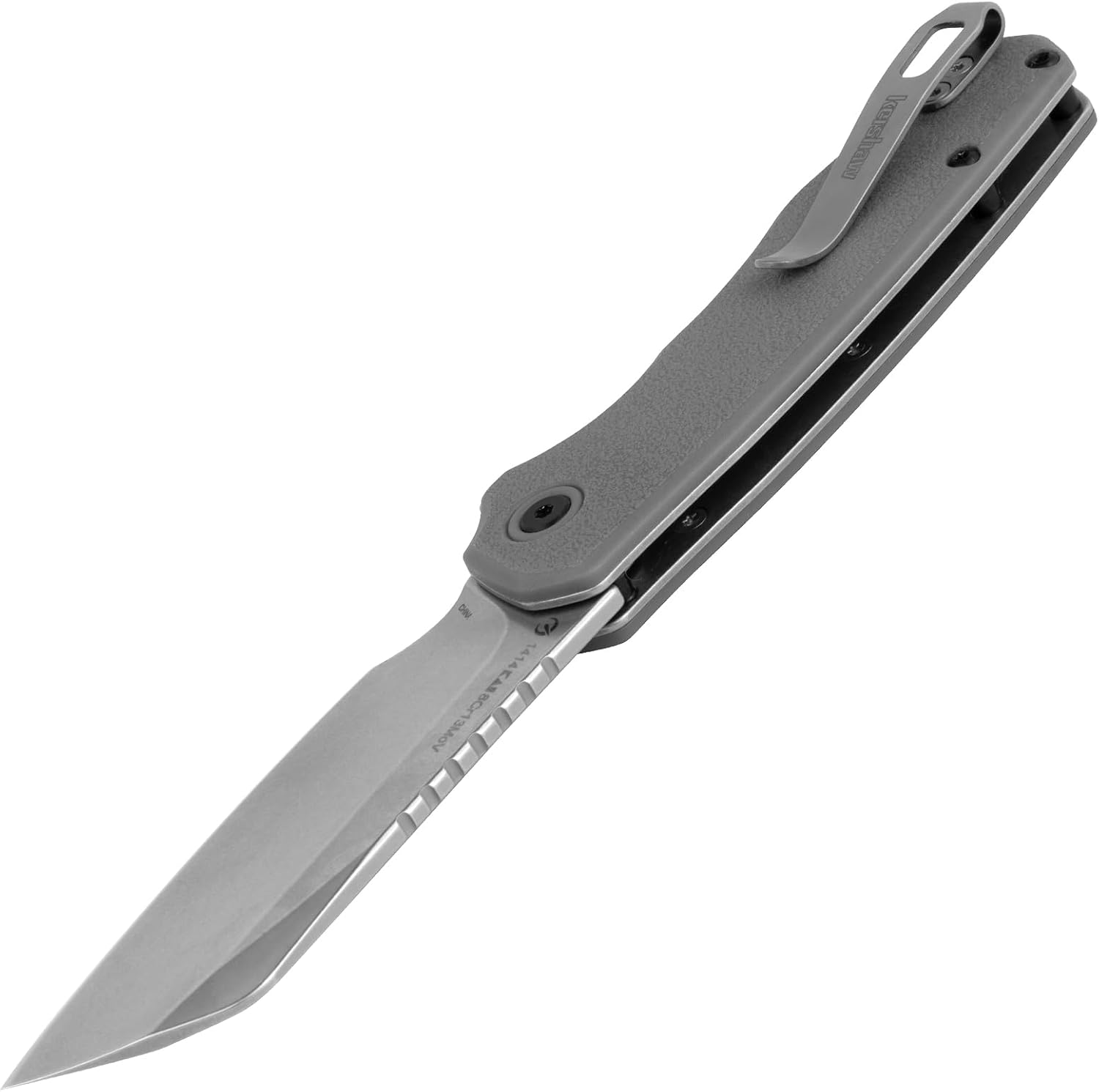 Wharf Pocket Knife, Gray, 2.8 Inch Cleaver Blade | EDC with Assisted Opening, Reversible Deep-Carry Pocketclip
