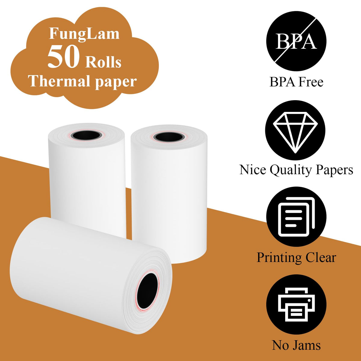 2 1/4" X 50' Thermal Paper Receipt Rolls