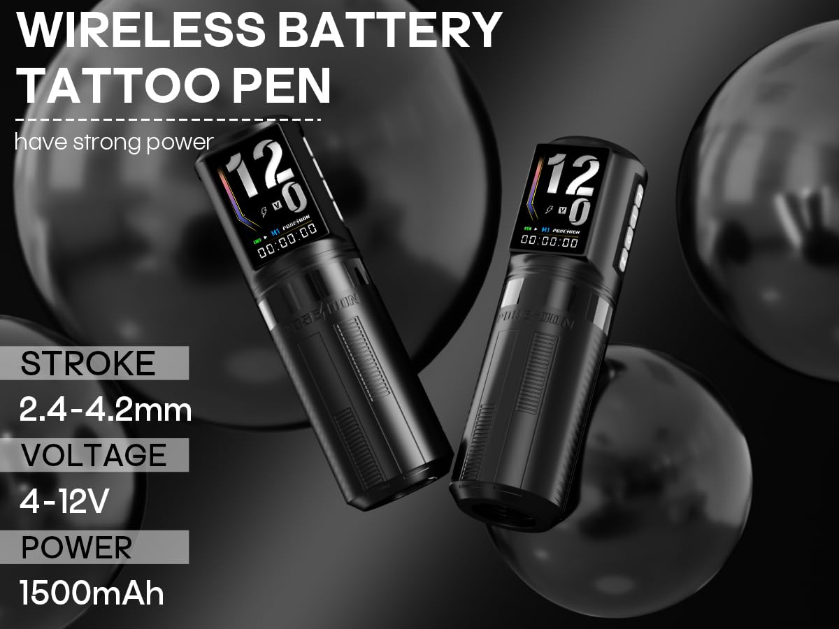 Tattoo Pen Kit Cordless Tattoo Machine Kit Gun Kit with 2PCS 1500mAh Battery 20PCS Tattoo Cartridge Needles 11PCS