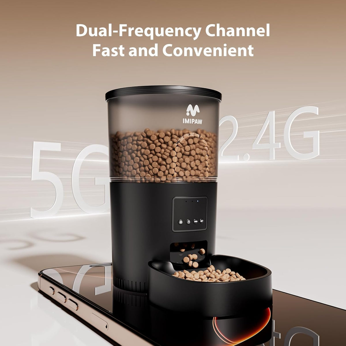 Automatic Cat Feeder 5G WiFi and Water Dispenser, Timed Dry Food Dispenser APP Remote Control, Programmable Portions