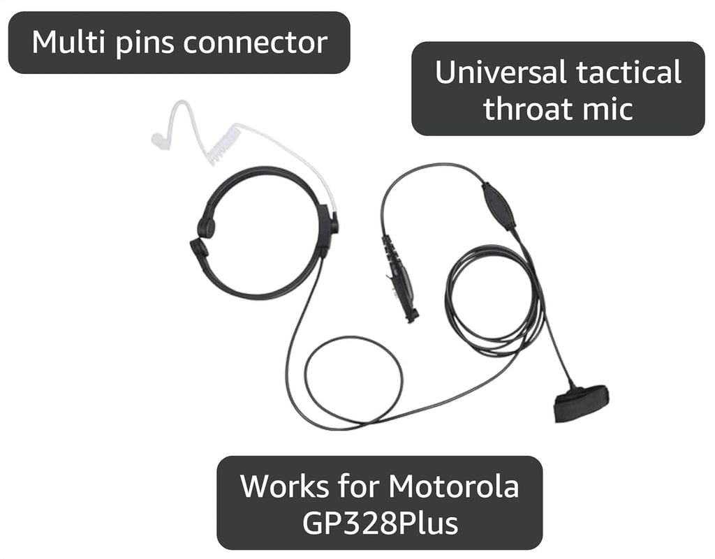 Tactical Throat Mics with PTT Earpiece Headset Throat Microphones Neck Mic for Radio Motorola GP328PLUS EX500 EX600