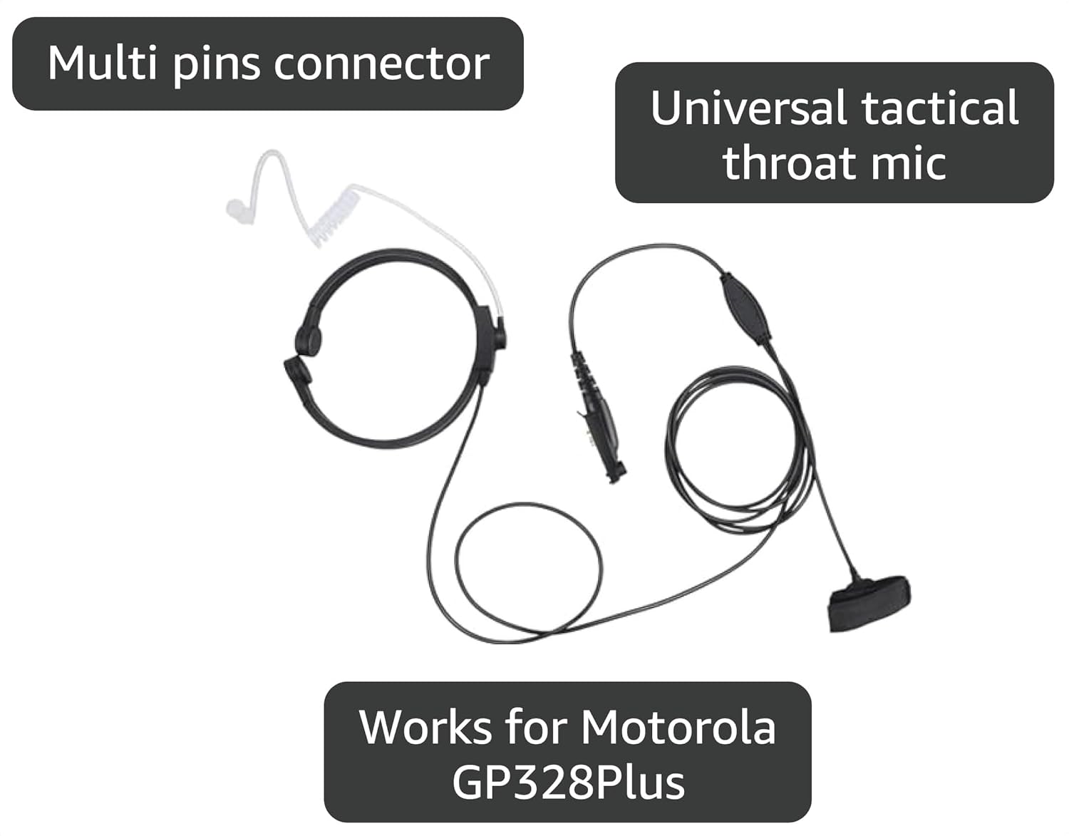 Tactical Throat Mics with PTT Earpiece Headset Throat Microphones Neck Mic for Radio Motorola GP328PLUS EX500 EX600