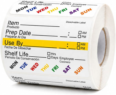 Dissolvable Food Rotation Labels 2"×3" Shelf Life Stickers 300 PCS