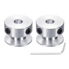 uxcell 2Pcs Single Groove Pulley, 6mm Fixed Bore 20mm Outer Diameter Aluminum Alloy Mechanical Belt Pulley with Hex Wrench for 6mm PU Round Belt
