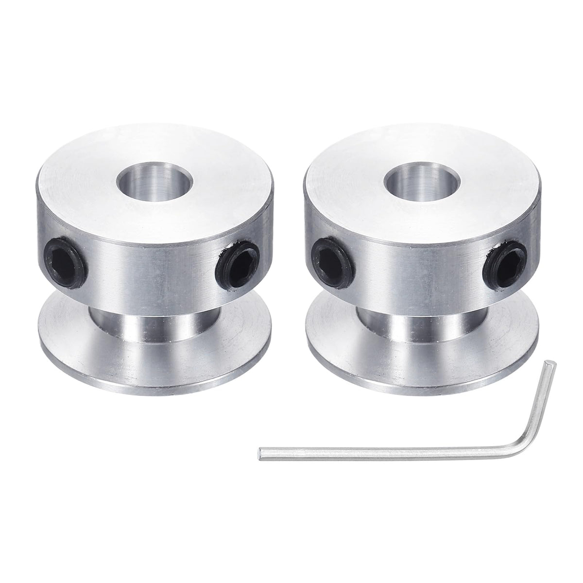 uxcell 2Pcs Single Groove Pulley, 6mm Fixed Bore 20mm Outer Diameter Aluminum Alloy Mechanical Belt Pulley with Hex Wrench for 6mm PU Round Belt