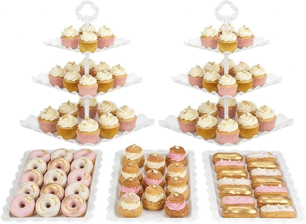 5-Piece Cupcake Stand & Appetizer Trays Set (White)
