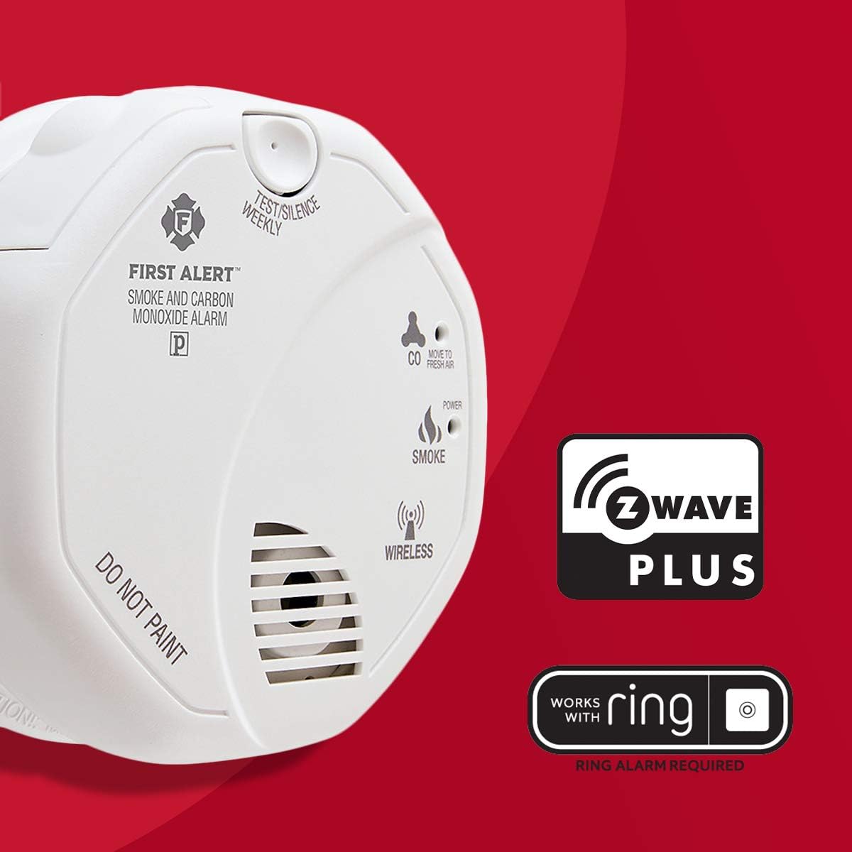 1044817 Wireless Smoke & Carbon Monoxide Alarm Works With ZWAVE & Ring