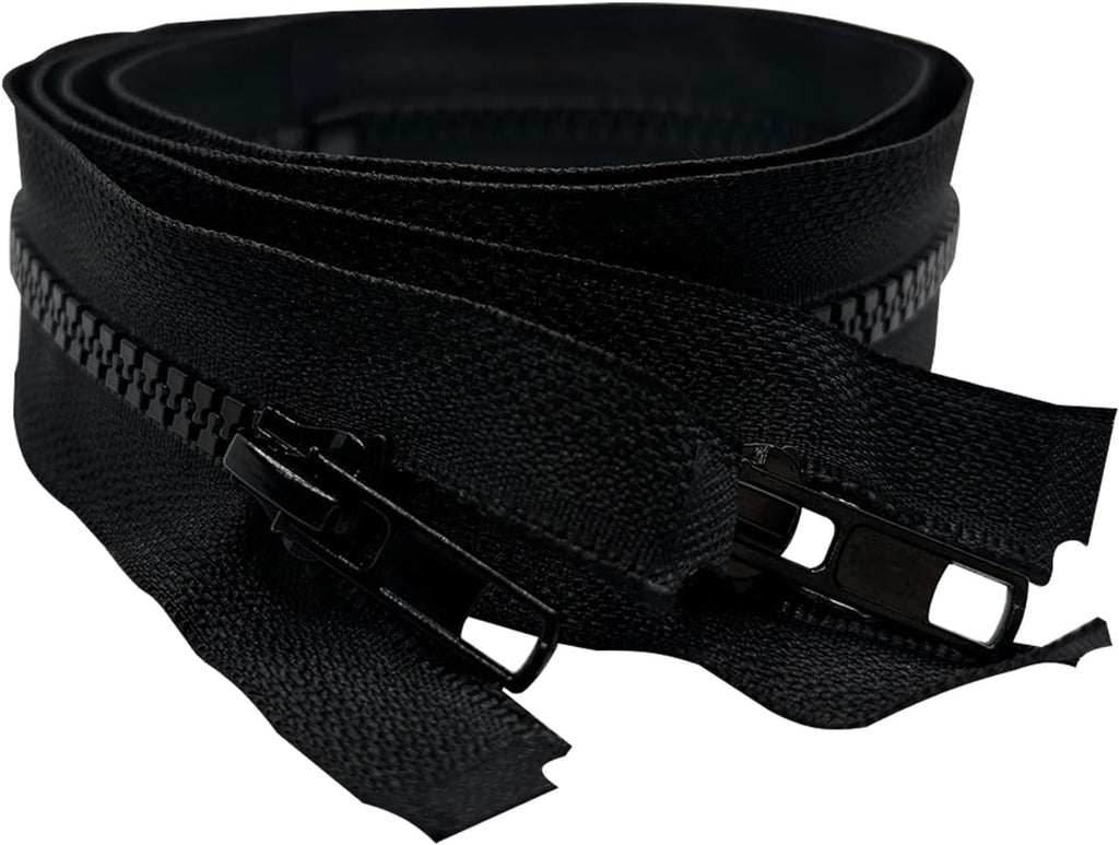 2PCS #5 22 Inch Black Separating Jacket Zippers for Sewing Coats, Molded Plastic Bulk Zippers(Black 22" 2PCS)