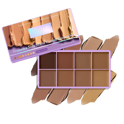 8 Colors Cream Concealer Foundation Palette, Concealer Palette Color Correcting Cream Brightens Highlighter Blendable