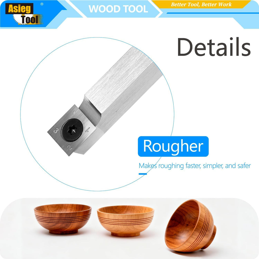 Wood Turning Tools Rougher Carbide Tipped Lathe Chisel Tool Bar 19.68 Inches With 14mm Straigt Edge Square Carbide