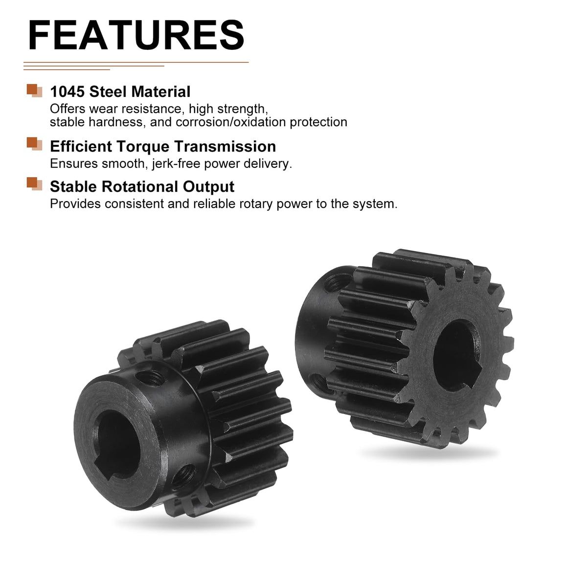 DTGN Spur Gear 1.5Mod 18 Teeth 15mm Thickness 10mm Bore 4x1.8mm Keyway