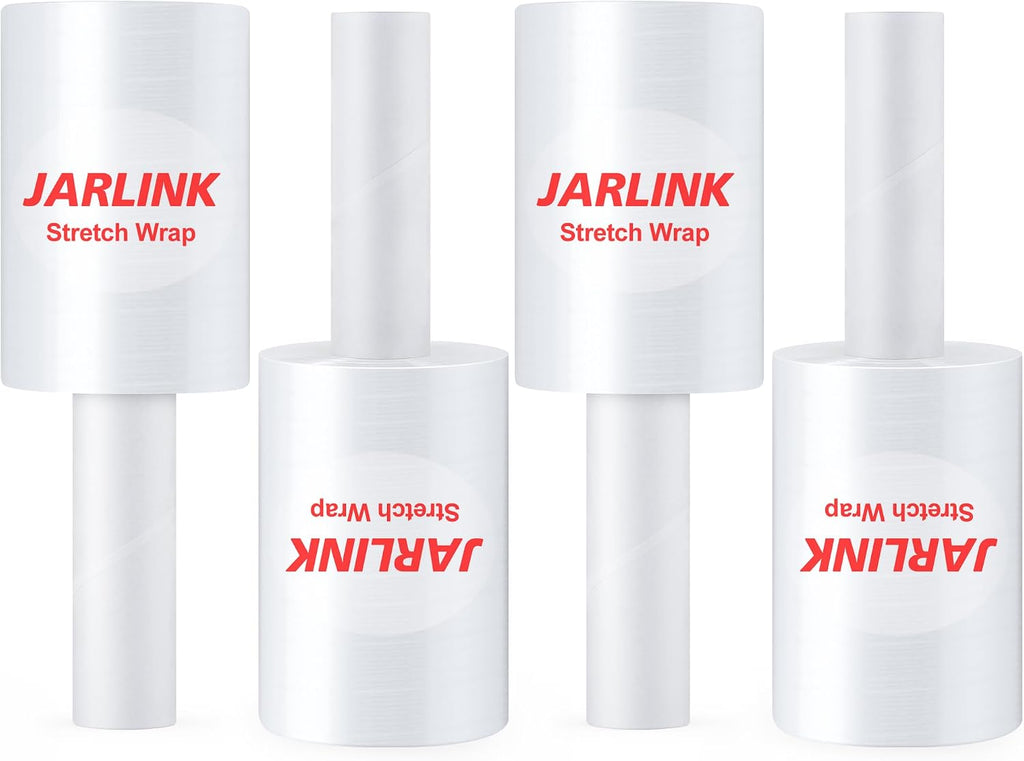 5" x 1000' Stretch Film, Pallet Shrink Wrap W/Handles, 4 Pack | Heavy-duty Self-adhering Plastic Shrink Wrap, 60