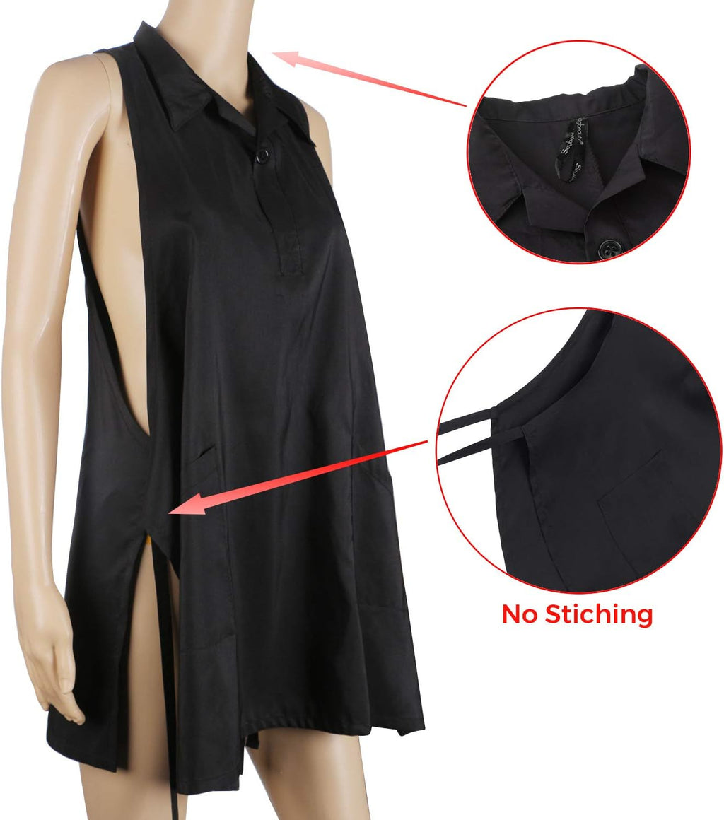 1pc Black Hair Stylist Apron with Pockets, Waterproof Salon Aprons for Hairdresser, Barber Aprons with 2 Pocket