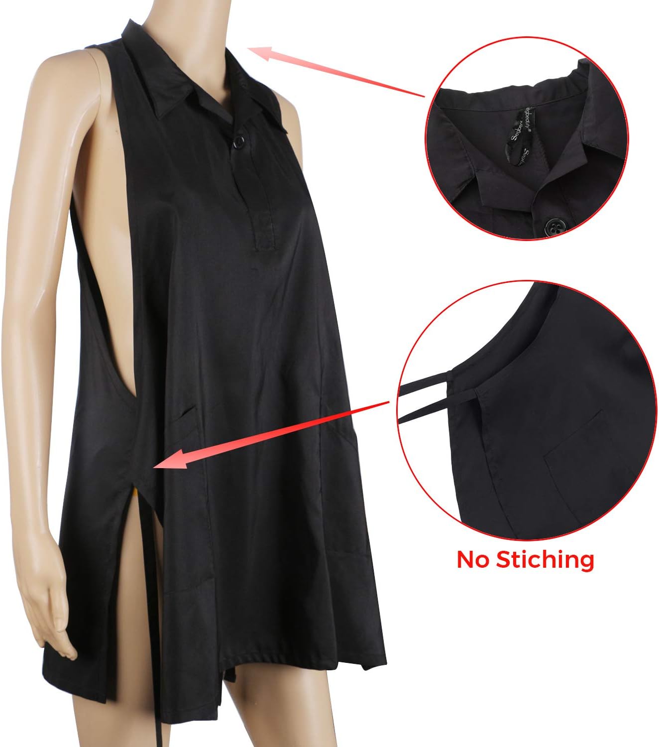 1pc Black Hair Stylist Apron with Pockets, Waterproof Salon Aprons for Hairdresser, Barber Aprons with 2 Pocket