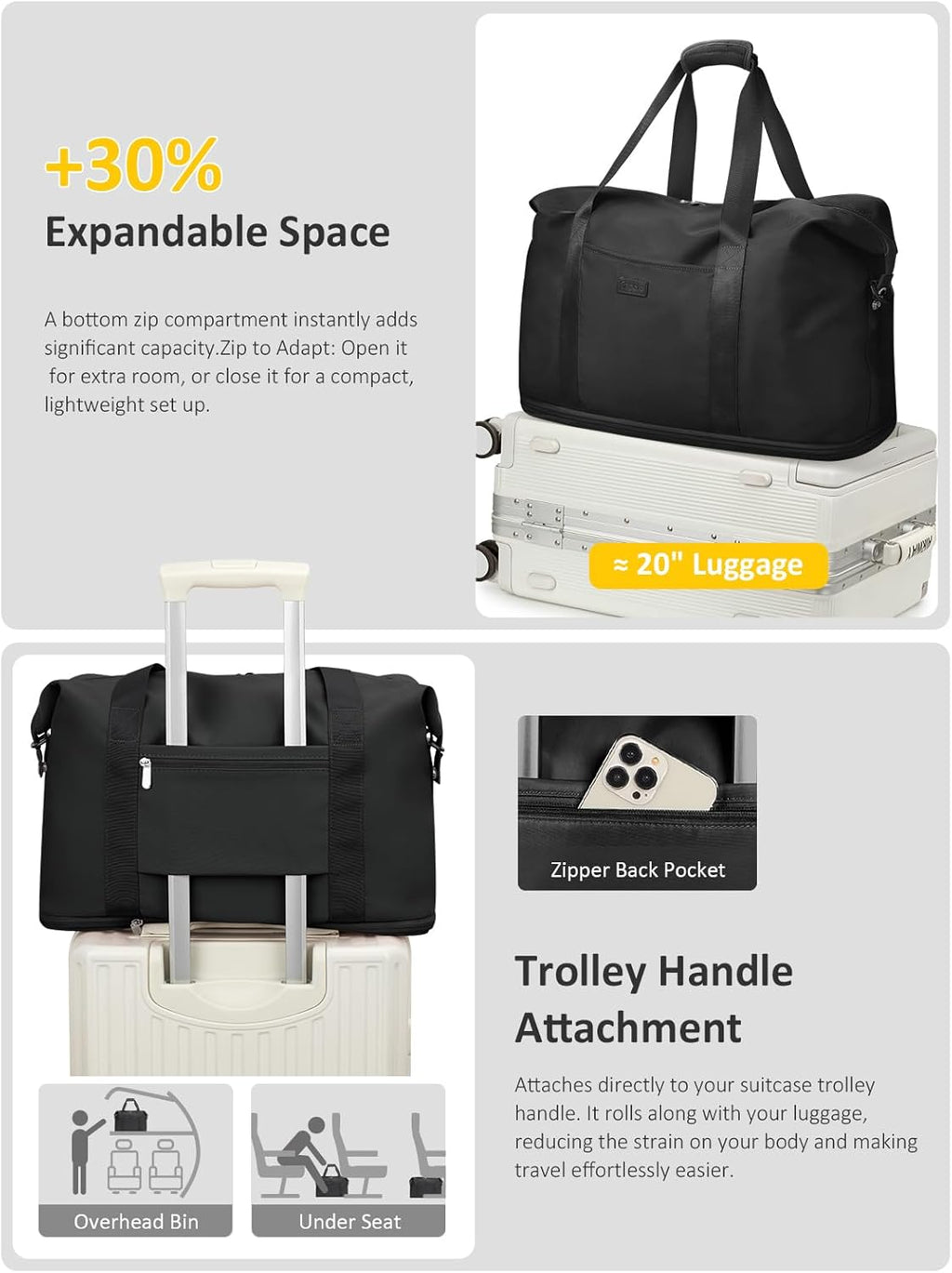 Expandable Travel Duffle Bags Weekender Overnight Bags for Women Men Hospital Bag for Women Labor Delivery with