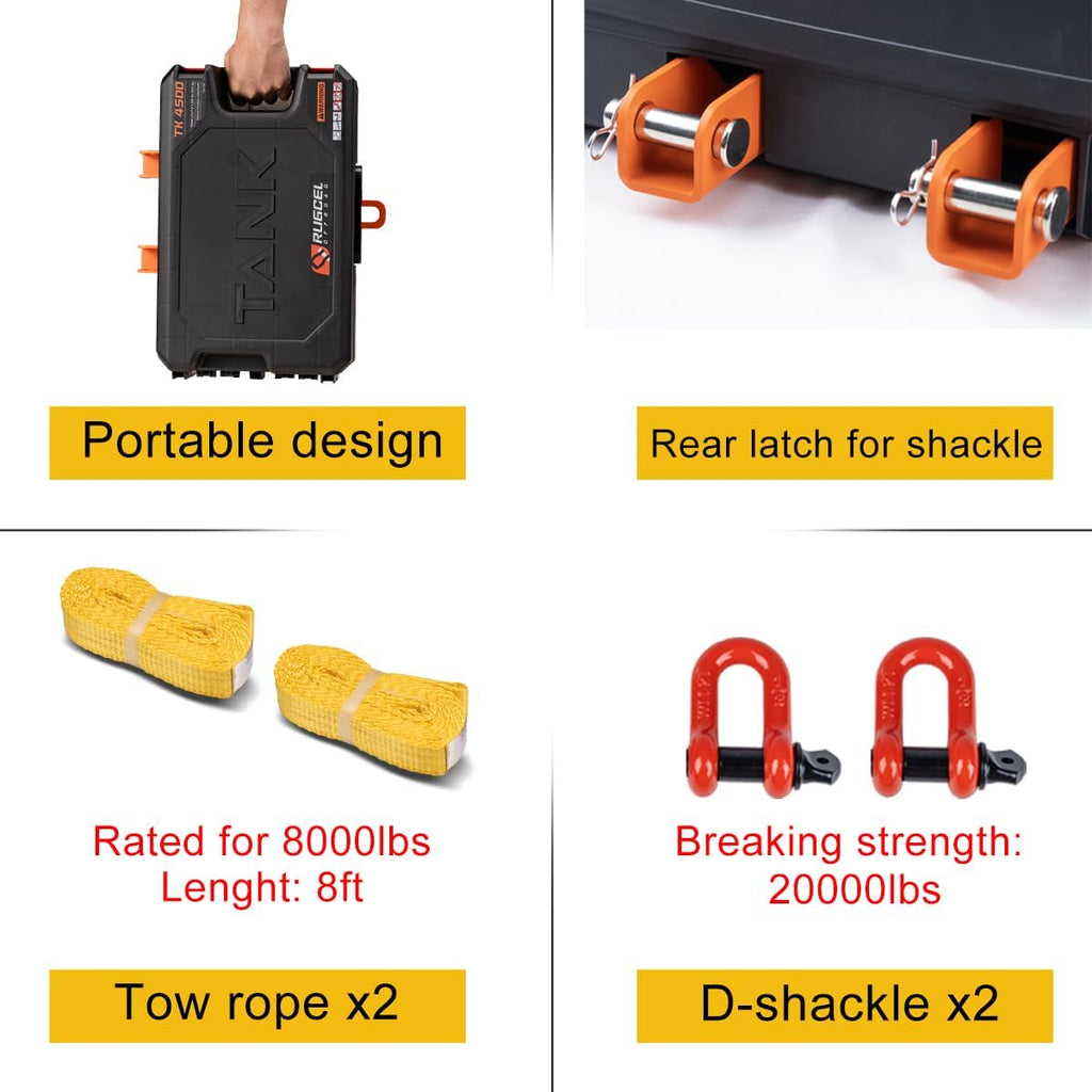 Portable Winch 12V DC Electric Utility winch,4500lb/2041kg Single Line Pull with Steel Mounting Plate, Integrated