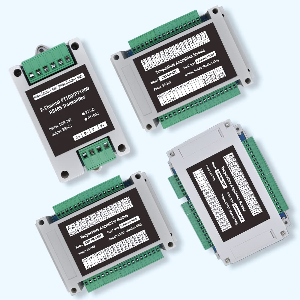 16 Channels PT100 Rs485 Modbus Output Temperature Acquisition Module