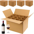 4 Set Moving Boxes with Glasses Divider Kits, Glass Packing Kit with 16x12x12 In Box, 3x4 Grid Corrugated Dividers
