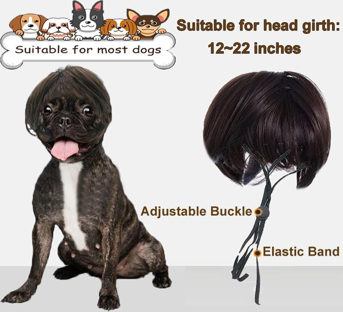 Funny Dog Costume Dog Bob Wig for Cat Doggie Wig