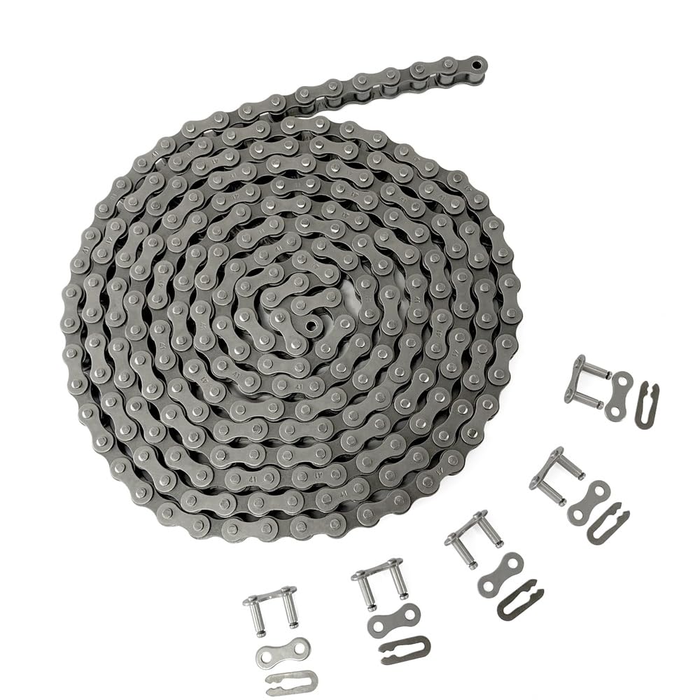 #41 Roller Chain - 5 Feet + 5 Free Connecting Links Carbon Steel Chains for Home and Industrial Machinery (41-5FT, 1)