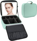 Travel Makeup Bag with LED Mirror Travel Makeup Organizer with 3 Lighted Settings, Adjustable Dividers and Makeup