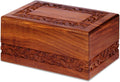 Wooden Keepsake Urn Box, Cremation Urns for Human Ashes, Handcarved Decorative Memorial, Wood Casket for Pets, Cat