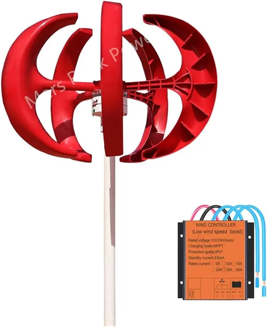 MPPT 400W 12V 24V Vertical Axis Wind Turbine Generator Kit MPPT Controller | Converts wind energy into electrical