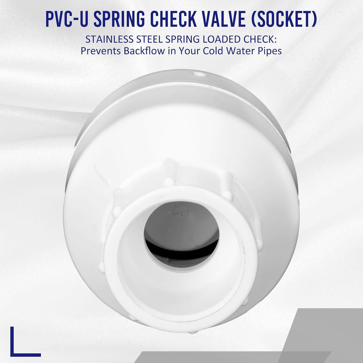 Geetery 4 Pcs 3/4 Inch PVC Inline Check Valve Solvent Connections White Plastic Backflow Preventer Pipe Fittings Check Socket Schedule
