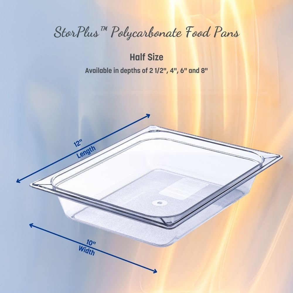 Storplus 1/2-Size Food Pan for Catering, Buffets, and Restaurants, Polycarbonate, 4 Inches Deep, Clear