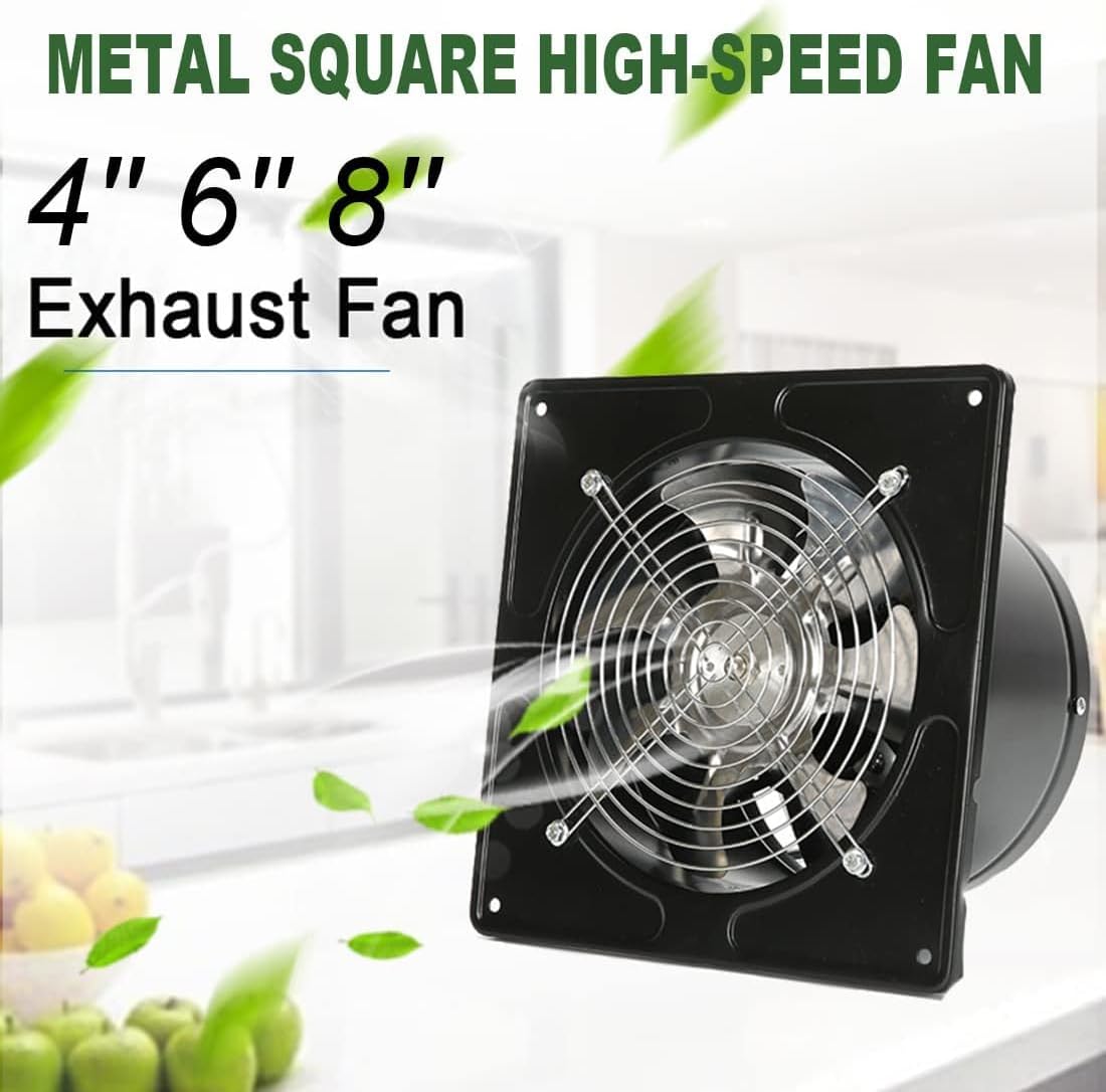 Black 4 Inch Exhaust Fan Metal Iron Ventilation Extractor Fan