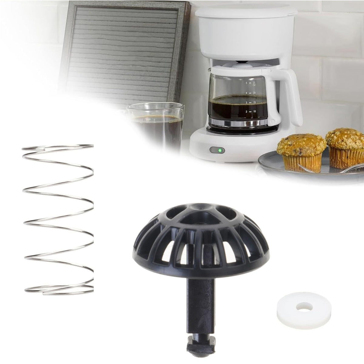 Brew Basket Spring Stopper Kit 2-Pack Replacement for Various Coffee Makers, Sturdy ABS & Metal Build, Tool-Free Installation