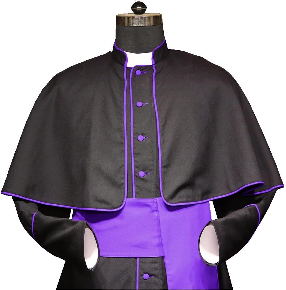 Men's Roman Cassock Robe WithTrim Clergy Pulpit Long Cassock Church Uniform Catholic Robe Coaplay Costume Size-(S-6XL)