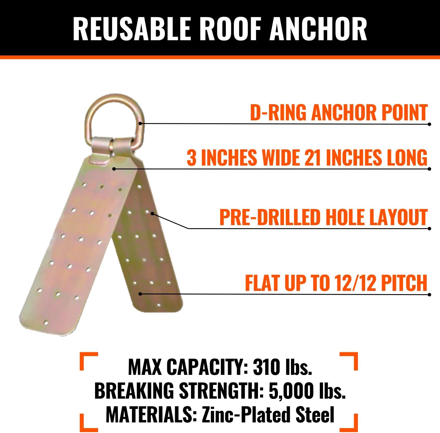 50’ Roofer's Safety Bucket Kit – Warthog Pass-Thru Safety Harness, Reusable Roof Anchor, and 50’ Vertical Lifeline