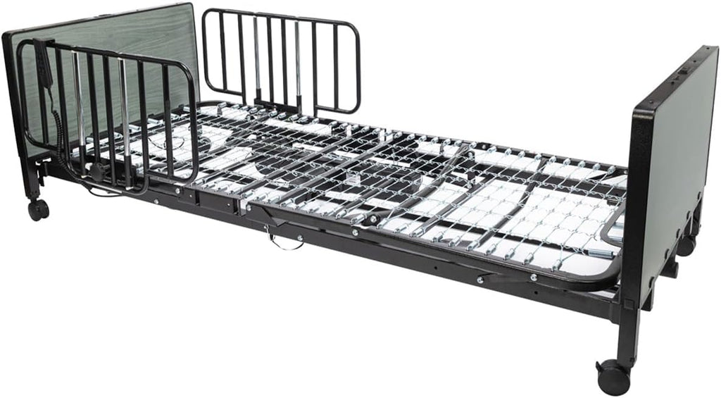 Fully Electric Hospital Bed Set - Foam Mattress, Half Rails Included - Enhanced Comfort, Convenience