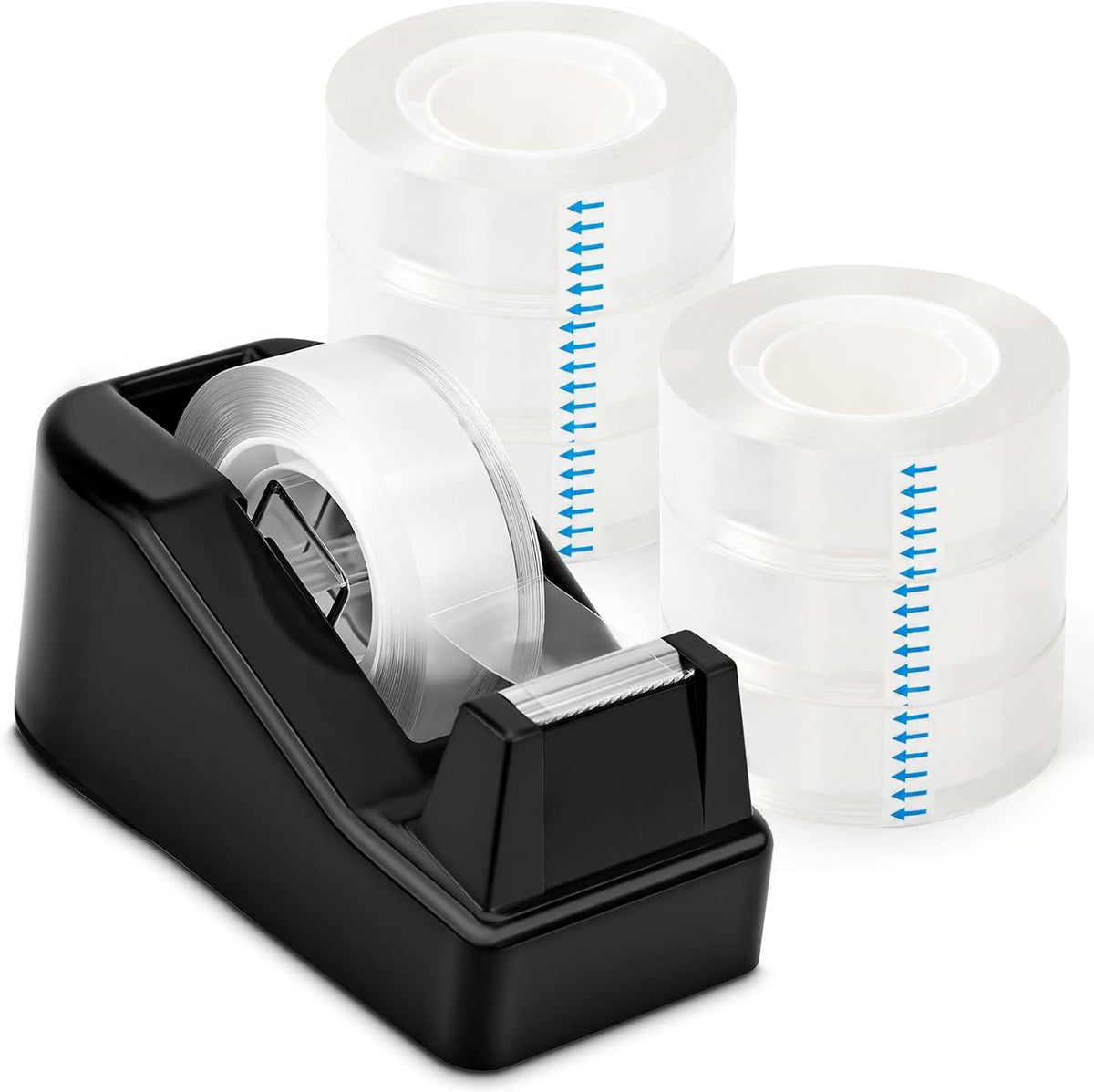 Lightweight Desktop Tape Dispenser, 6 Rolls Tape, 1-Inch Core