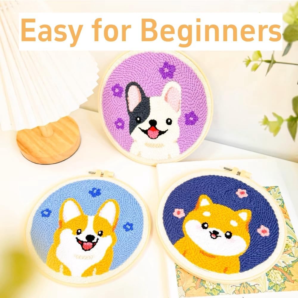 Punch Needle Kits for Beginners Abstract Colorful Tree 20x20cm(3) | Easy for Beginners Adults Punch Needle Embroidery