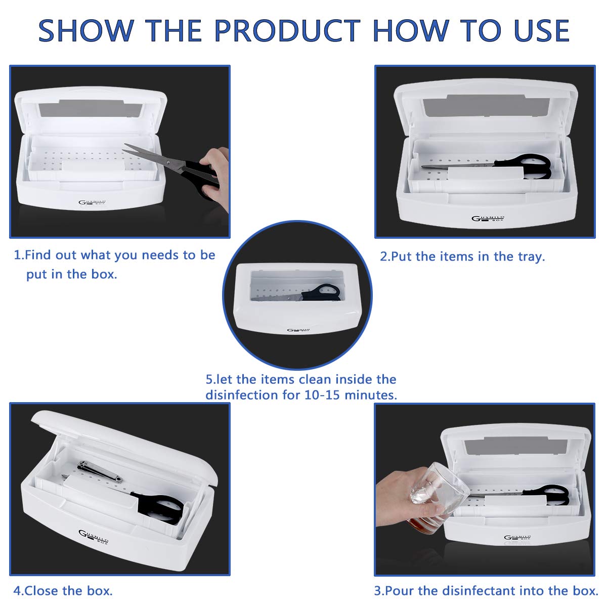 Sanitizing Tray - Disinfectant Container Nail Tool Sterilizer Box Plastic Sanitizing Box for Nail Tools, Hair