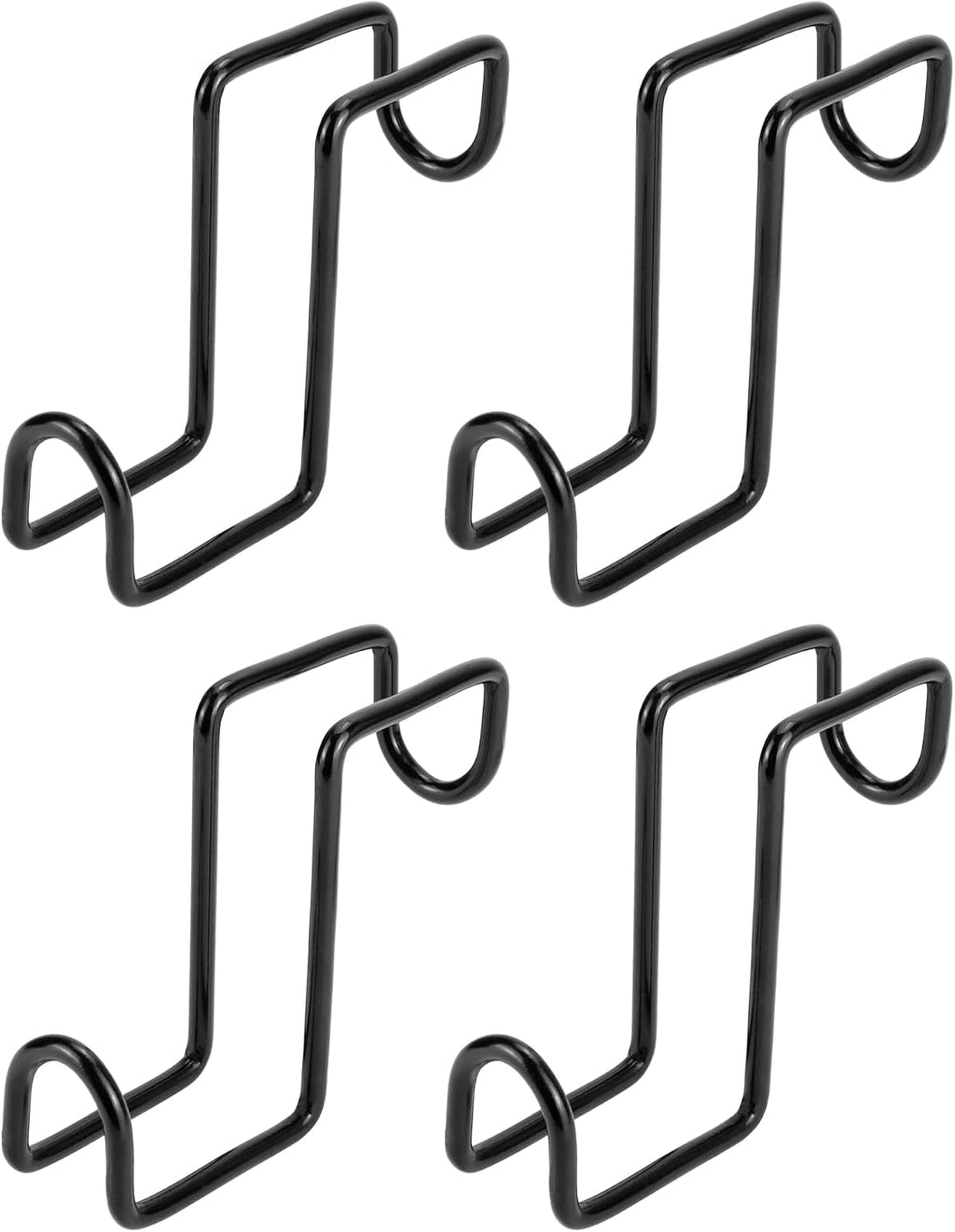 4 Inch Tack Hook Set - 4 Pack Heavy Duty Black Horse Halter Rack, Over Rail Bridle Hooks Anti-Rust Coated Metal Hooks