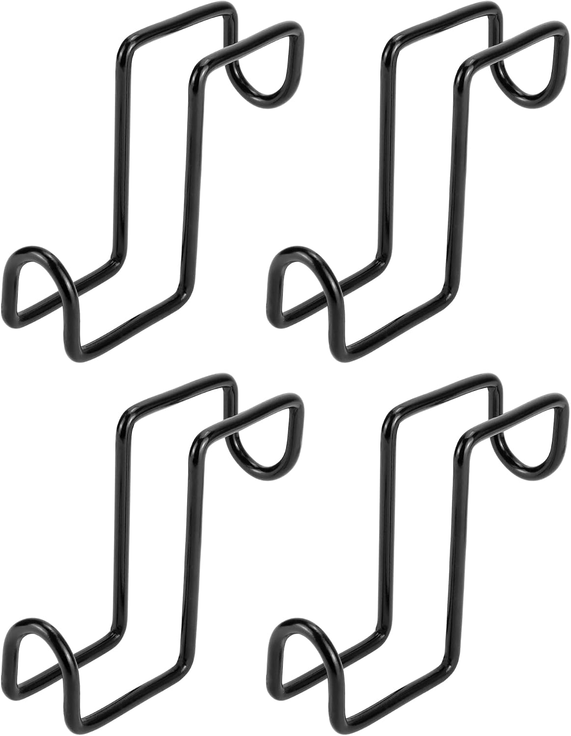 4 Inch Tack Hook Set - 4 Pack Heavy Duty Black Horse Halter Rack, Over Rail Bridle Hooks Anti-Rust Coated Metal Hooks