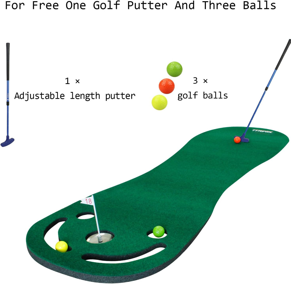 Putting Green Mat Set-Mini Golf Set for Indoor/Outdoor Golf Putting