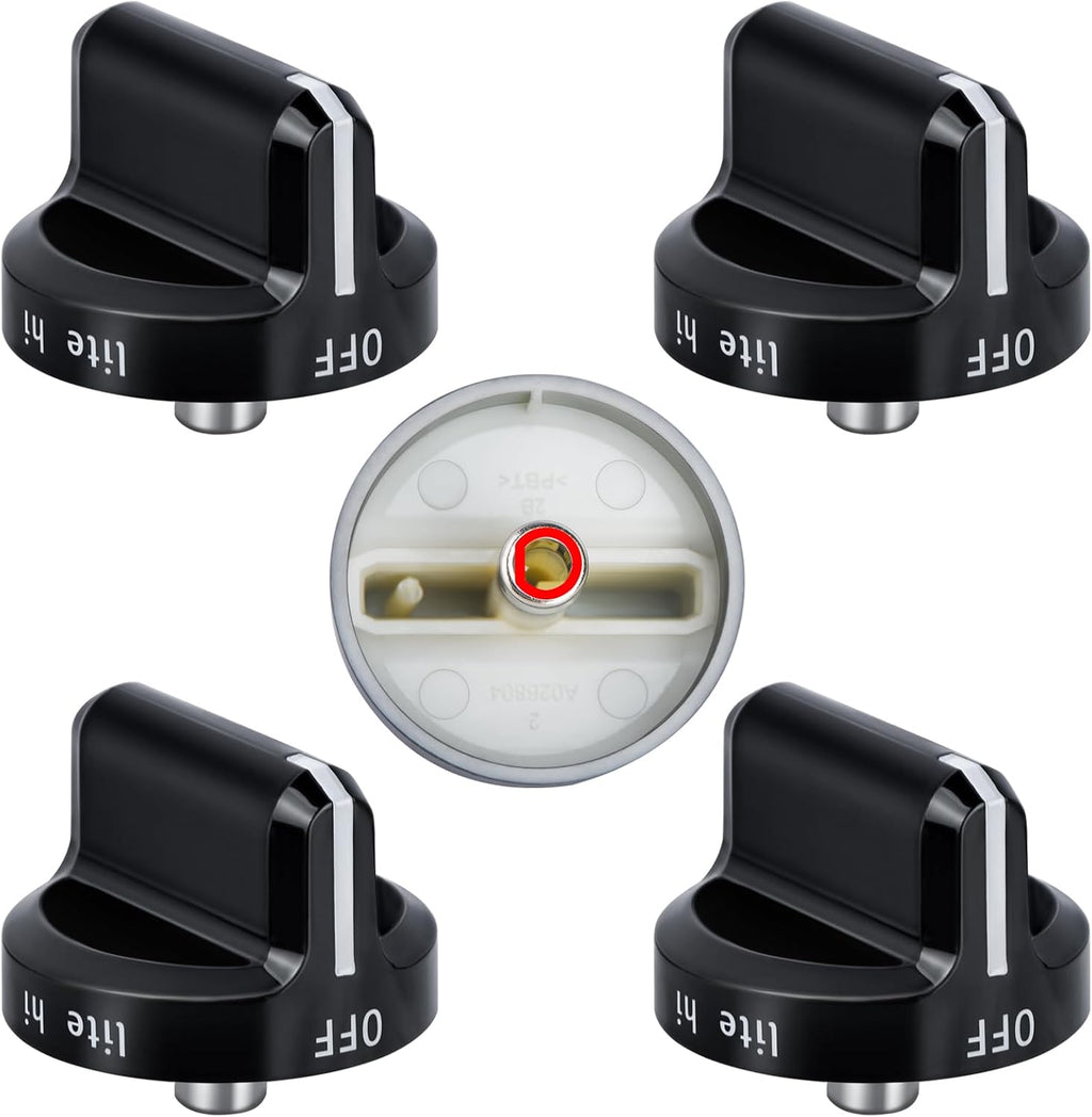 Upgrade 316564511 Stove Knobs Replacements, Reinforced Stainless Steel Protection Ring, Only Compatible with Frigidaire Gas Range/Oven/Stove Knobs (5 Pieces)