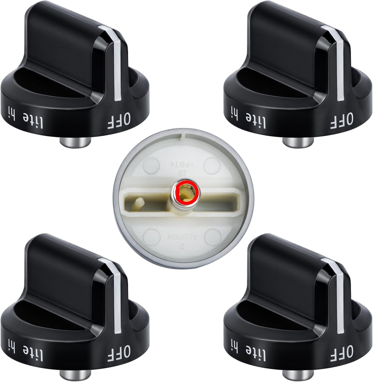 Upgrade 316564511 Stove Knobs Replacements, Reinforced Stainless Steel Protection Ring, Only Compatible with Frigidaire Gas Range/Oven/Stove Knobs (5 Pieces)
