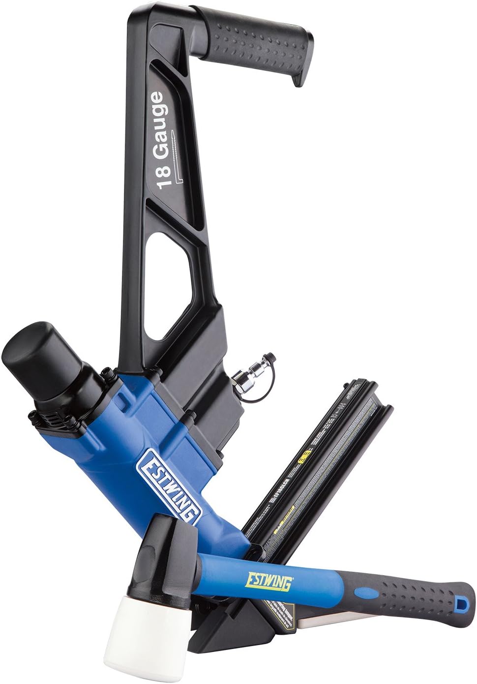 EF18GLCN Pneumatic 18-Gauge 1-3/4" L-Cleat Flooring Nailer Ergonomic and Lightweight Nail Gun with No-Mar Baseplates