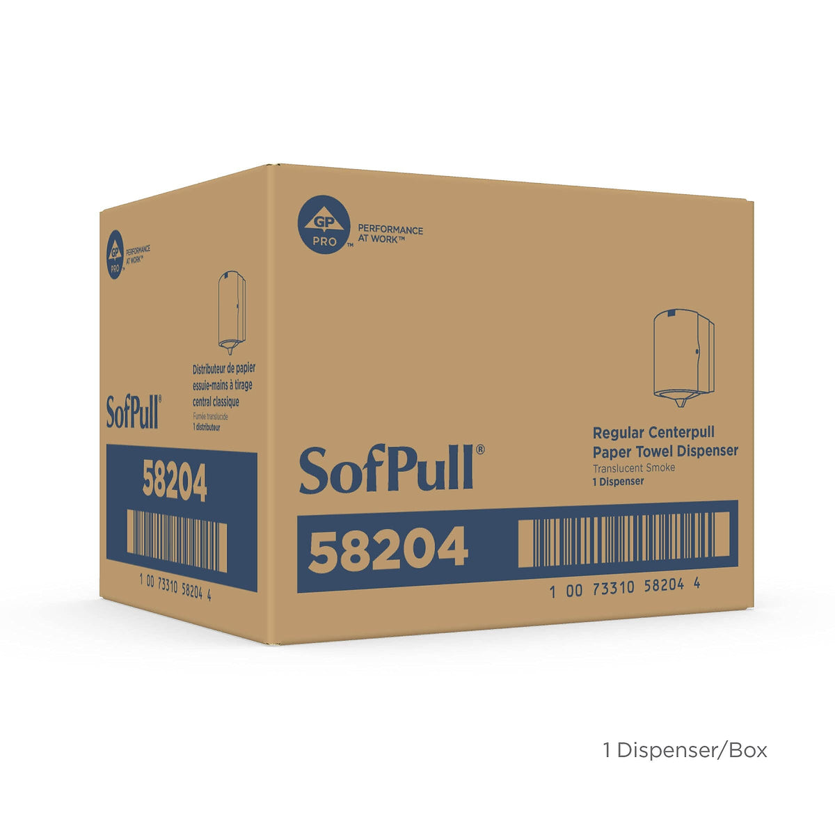 SofPull Junior Centerpull Paper Towel Dispenser by GP PRO (Georgia-Pacific), Translucent Smoke, 58008, 1 Dispenser