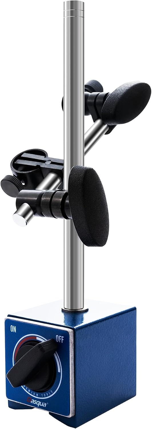 Dasqua Magnetic Base, Adjustable Stand with Fine Adjustment Holder for Dial Indicator, 3/8" Clamping Hole, Strong Pull Force 176lb/80kg