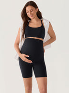 No Front Seam Maternity Biker Shorts 6" Black X-Small