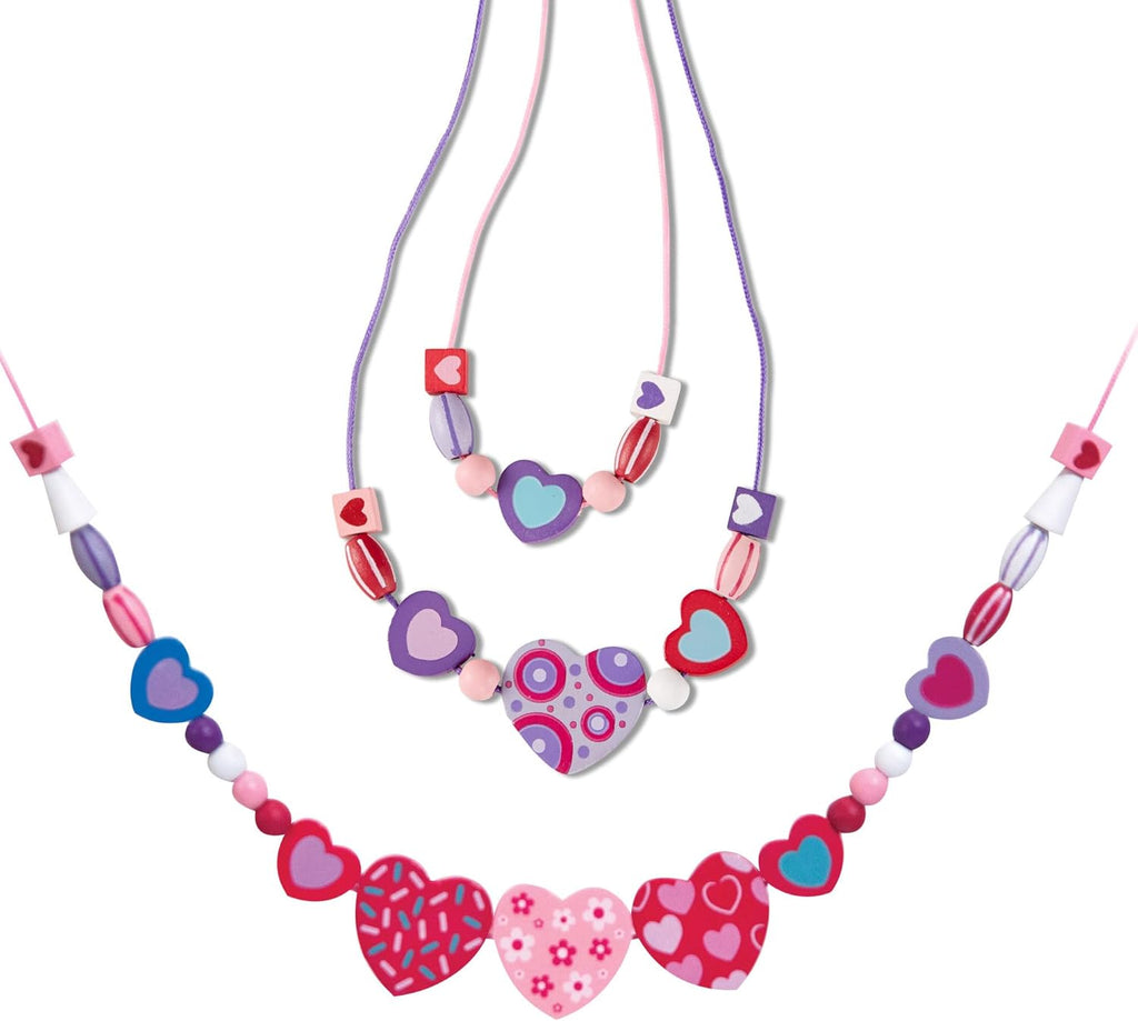 Created by Me! Heart Beads Wooden Bead Kit, 120+ Beads and 5 Cords for Jewelry-Making