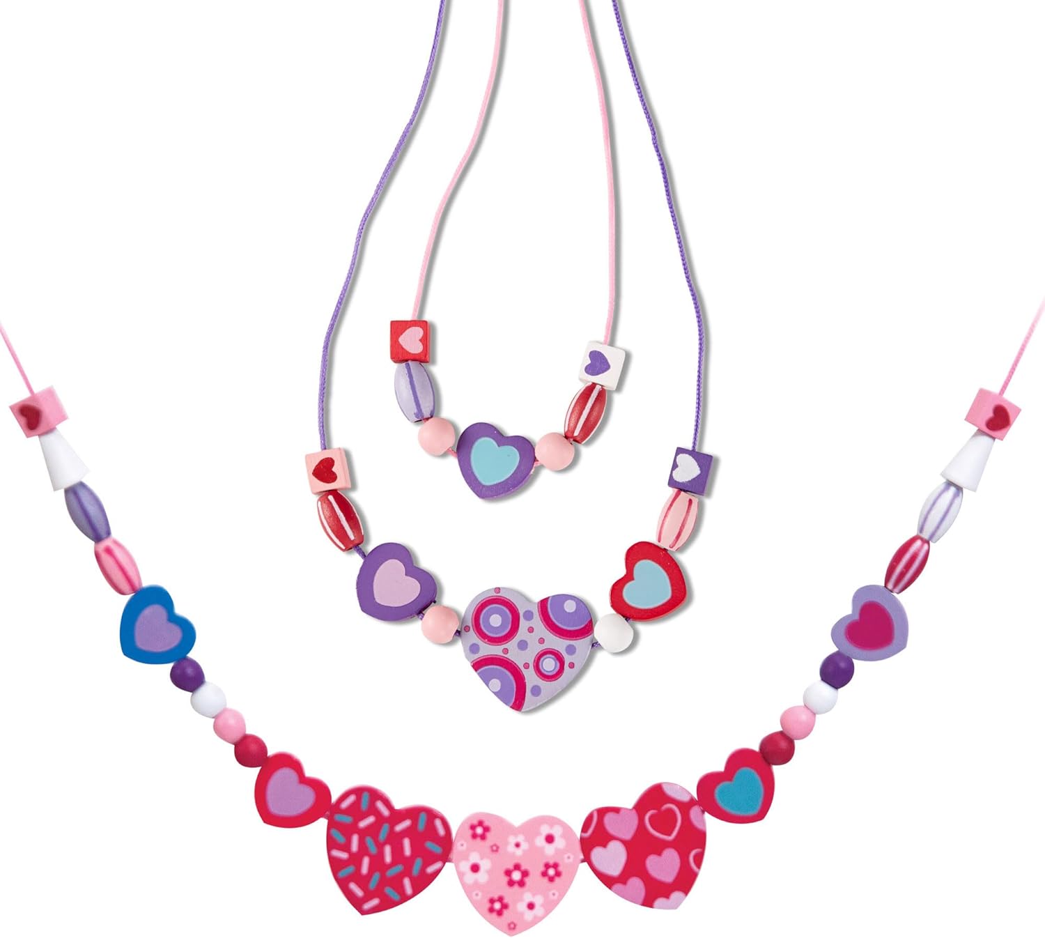Created by Me! Heart Beads Wooden Bead Kit, 120+ Beads and 5 Cords for Jewelry-Making