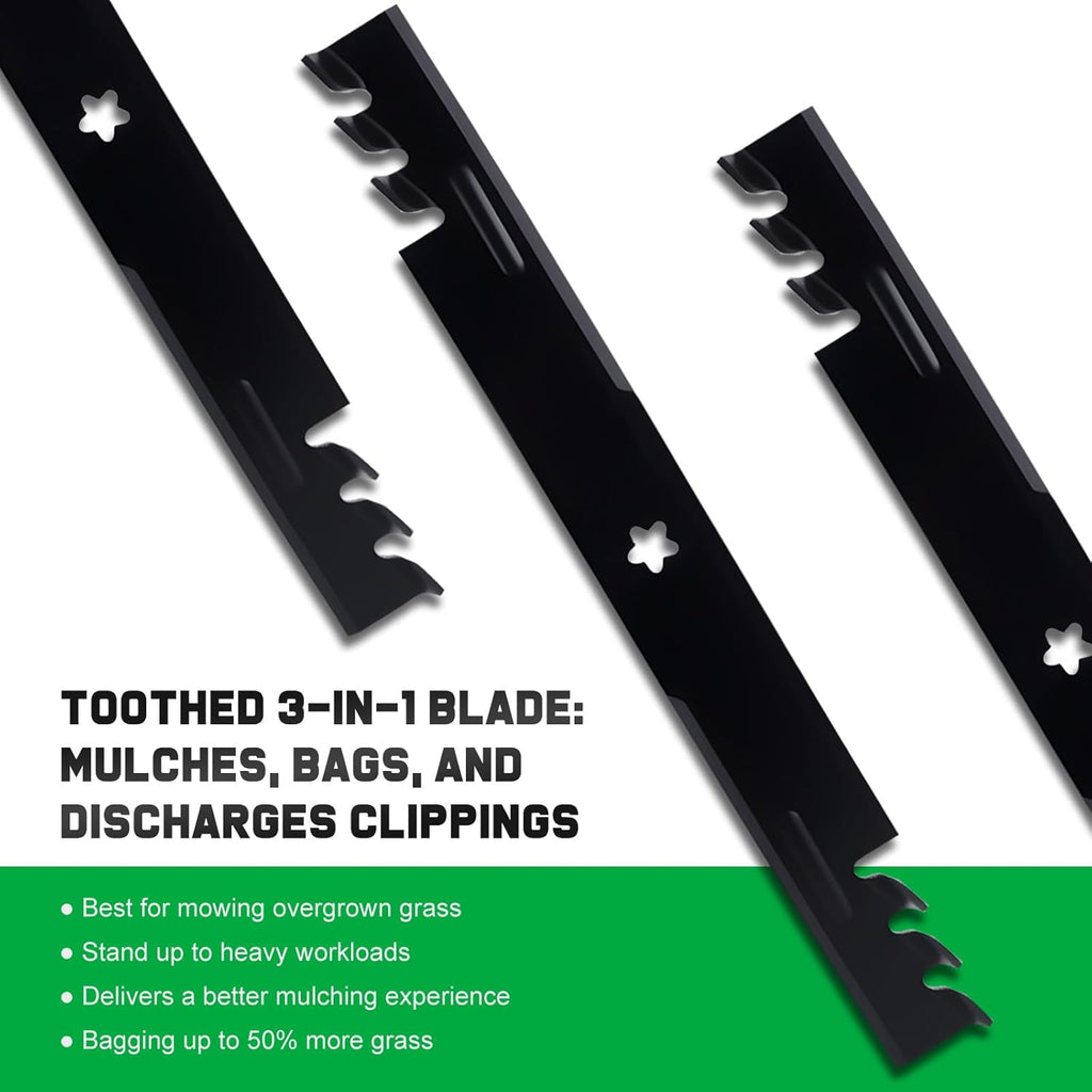 405380 YTH22V46 46 inch Deck Mower Mulching Blades Replacement | Fits Husqvarna 403107 Z246 YTH20K46 YTH21K46