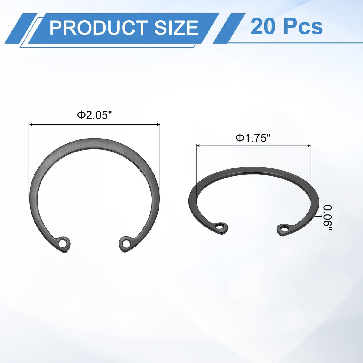 20Pcs 1-7/8" (48mm) Internal Retaining Ring Circlip, 65 Mn, Black